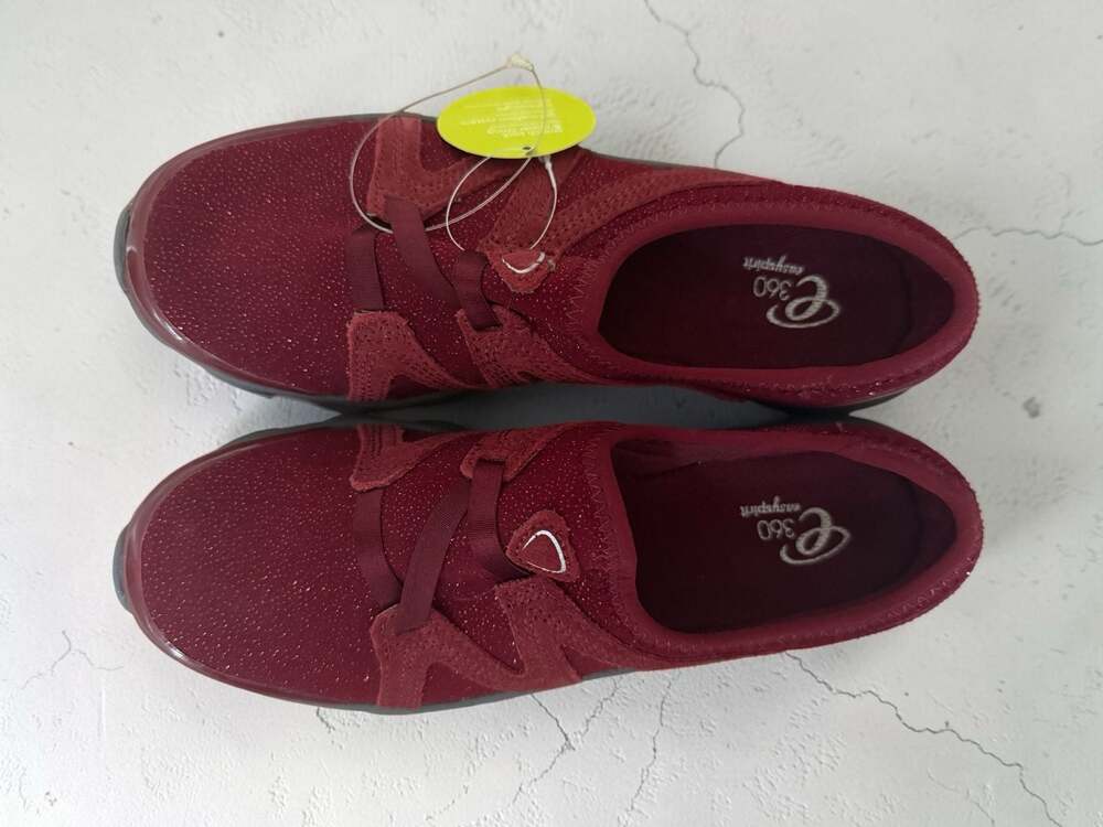 Easy Spirit e360 Riptide Slip On Sneakers Womens 7 Wide Burgundy Wine Glitter Sp
